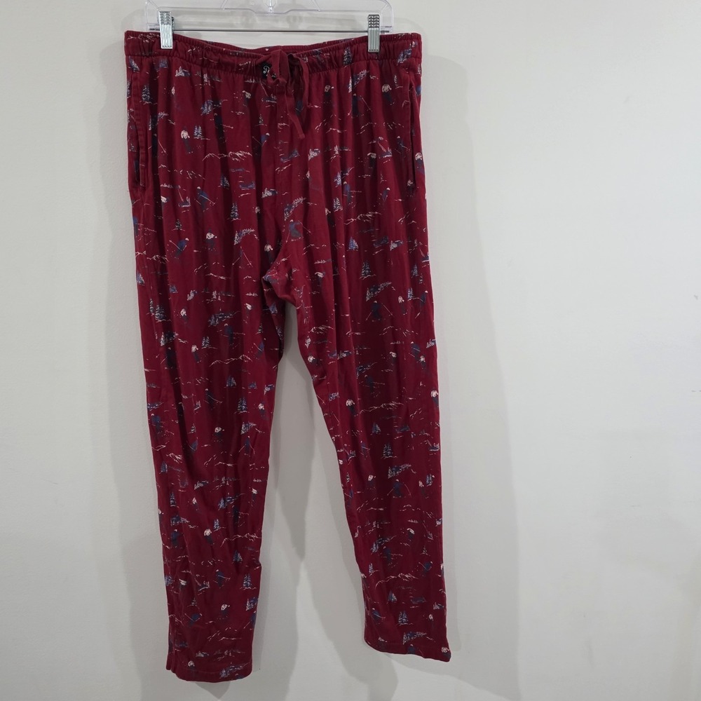 Polo Ralph‎ Lauren Mens Pajama Pants Size Large Ski Mountain Red Cozy Resort